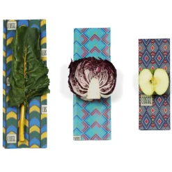 Lot de 3 emballages alimentaires à la cire bio vegan - motifs graphique