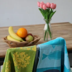 Lot de 2 torchons artisanaux - Les citrons verts & les poissons