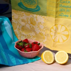 Lot de 2 torchons artisanaux - Les citrons verts & les poissons