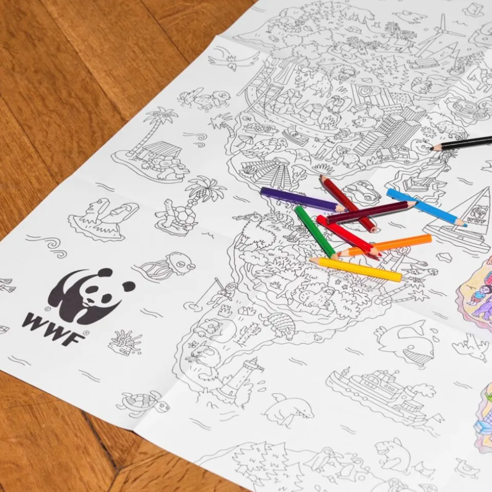 Poster à colorier - Carte du monde du WWF