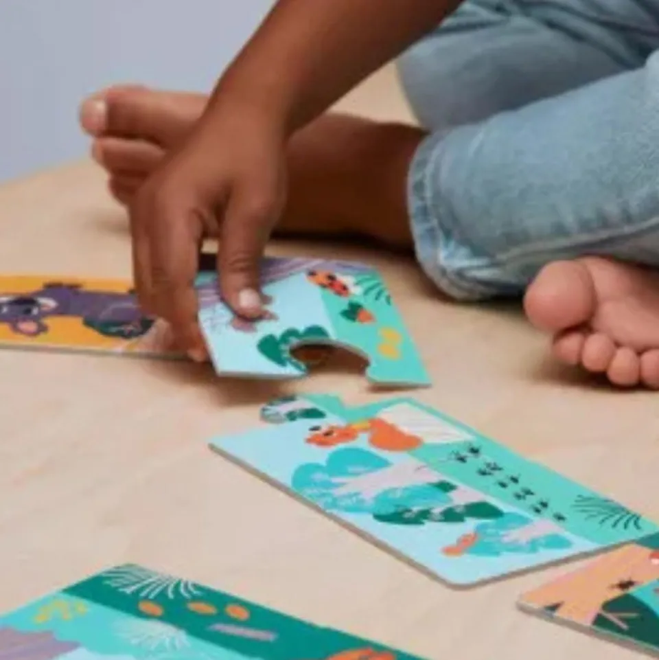 Puzzle les animaux et les empreintes - Janod