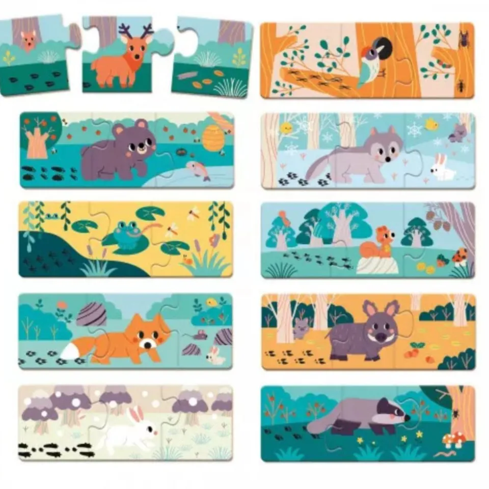 Puzzle les animaux et les empreintes - Janod